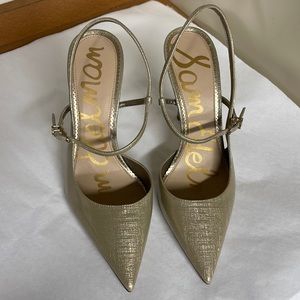 Sam Edelman gold pattern Slingback heels